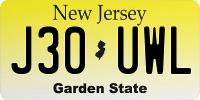 NJ license plate J30UWL