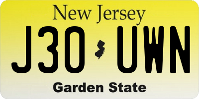 NJ license plate J30UWN