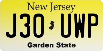 NJ license plate J30UWP