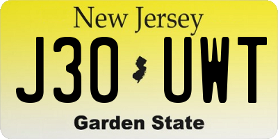 NJ license plate J30UWT