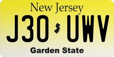 NJ license plate J30UWV