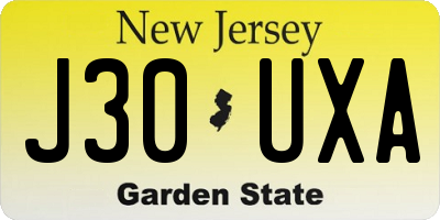NJ license plate J30UXA