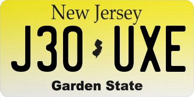 NJ license plate J30UXE