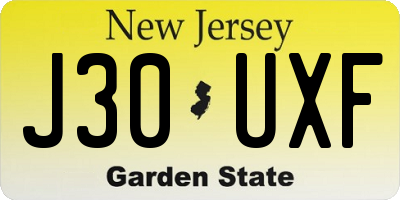 NJ license plate J30UXF