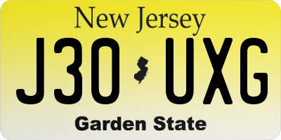 NJ license plate J30UXG