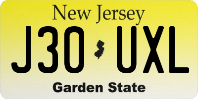 NJ license plate J30UXL