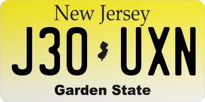 NJ license plate J30UXN