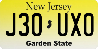 NJ license plate J30UXO