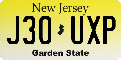 NJ license plate J30UXP