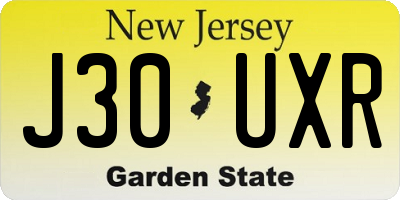 NJ license plate J30UXR