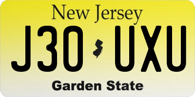 NJ license plate J30UXU