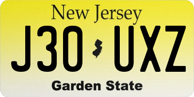 NJ license plate J30UXZ