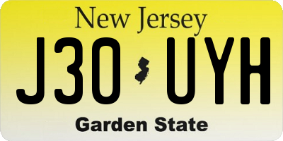 NJ license plate J30UYH