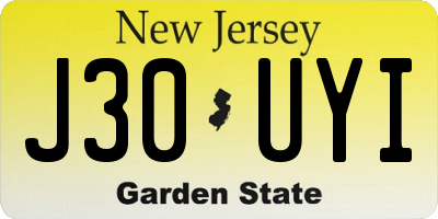 NJ license plate J30UYI