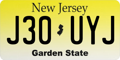 NJ license plate J30UYJ