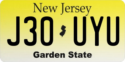 NJ license plate J30UYU