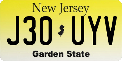 NJ license plate J30UYV