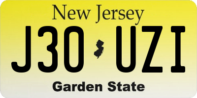 NJ license plate J30UZI