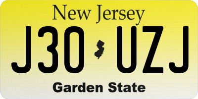 NJ license plate J30UZJ