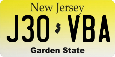 NJ license plate J30VBA