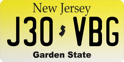 NJ license plate J30VBG