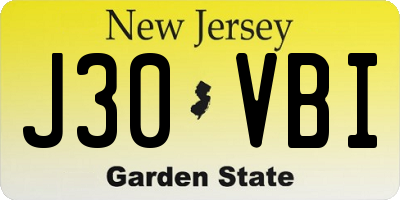 NJ license plate J30VBI