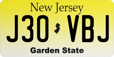 NJ license plate J30VBJ