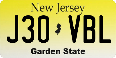 NJ license plate J30VBL