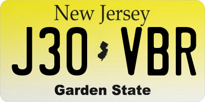 NJ license plate J30VBR