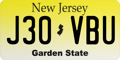 NJ license plate J30VBU