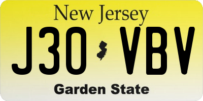 NJ license plate J30VBV