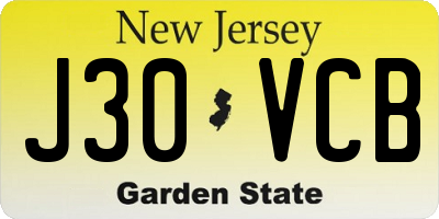 NJ license plate J30VCB