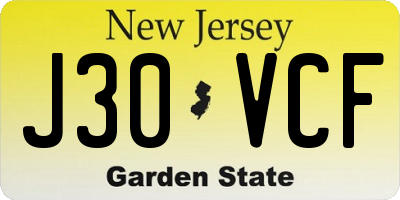 NJ license plate J30VCF