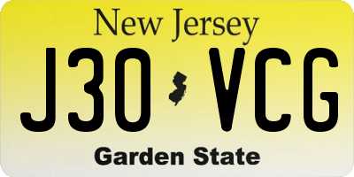 NJ license plate J30VCG