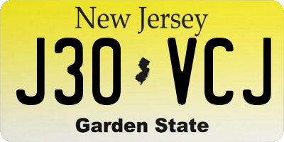 NJ license plate J30VCJ
