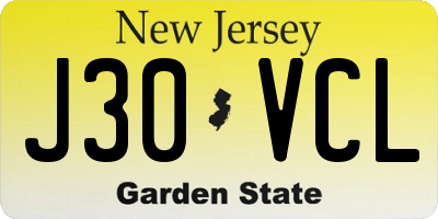 NJ license plate J30VCL