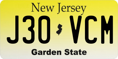 NJ license plate J30VCM