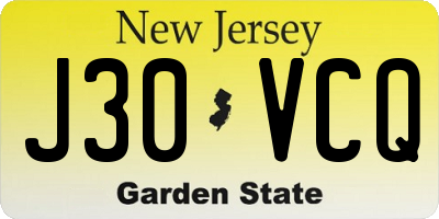 NJ license plate J30VCQ