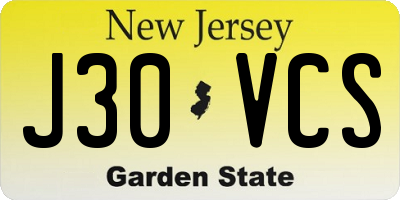 NJ license plate J30VCS