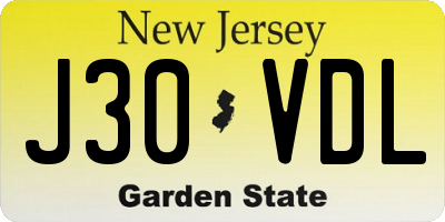 NJ license plate J30VDL