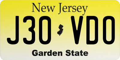 NJ license plate J30VDO