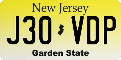 NJ license plate J30VDP