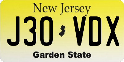 NJ license plate J30VDX
