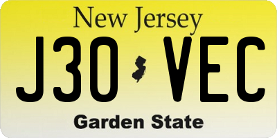 NJ license plate J30VEC