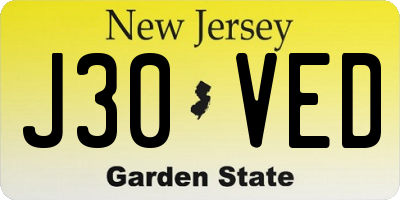 NJ license plate J30VED