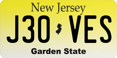 NJ license plate J30VES