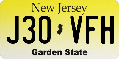 NJ license plate J30VFH