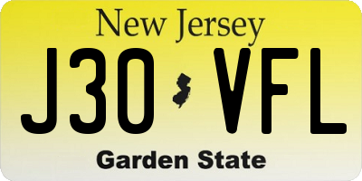 NJ license plate J30VFL