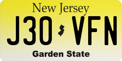 NJ license plate J30VFN