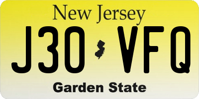 NJ license plate J30VFQ